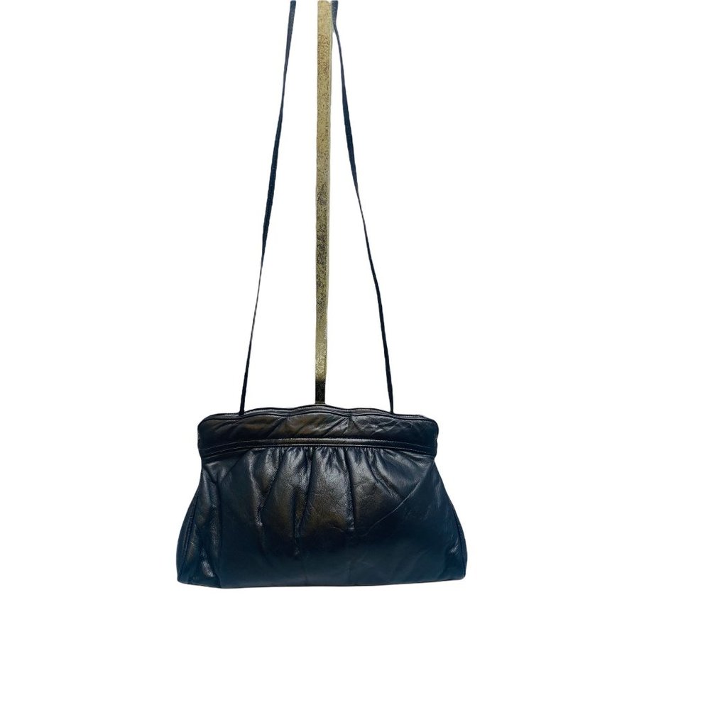 Vintage Zenith Handmade Leather Crossbody Purse Clutch Scalloped Top Black - Picture 5 of 8
